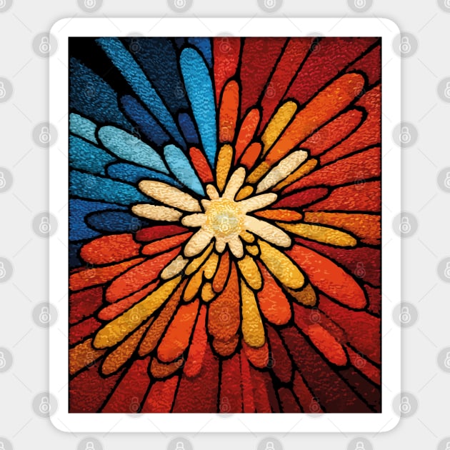 Vibrant Sunburst | Abstract Stained Glass Mosaic Sticker by TuncGK